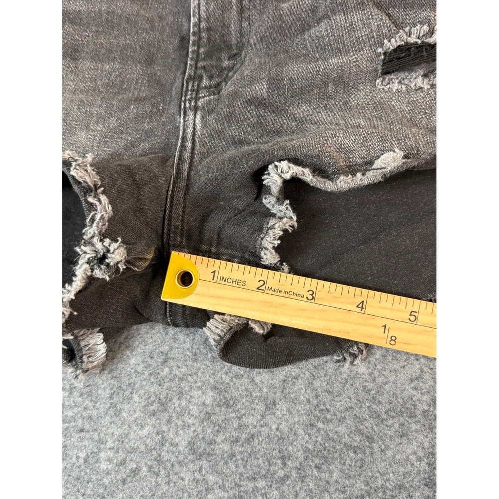 Abercrombie & Fitch High Rise Short Women 28/6 Black Distressed Denim Curve Love - Picture 7 of 8